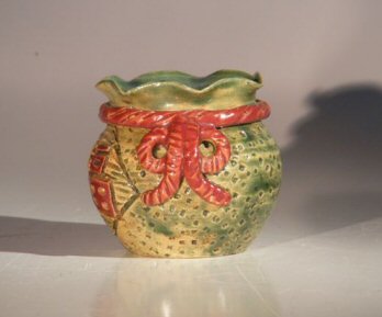 unknown Green Glazed Ceramic Holiday Pot - Round<br><i>3.5x3.5</i>