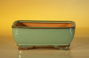unknown Green Ceramic Bonsai Pot - Rectangle<br><i>6.125 x 5.0 x 2.125</i>