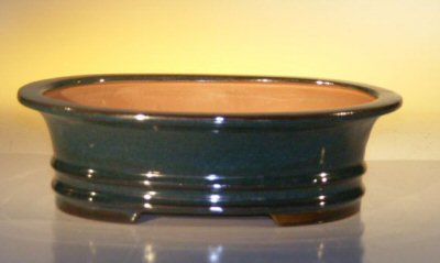 unknown Dark Green Ceramic Bonsai Pot - Oval<br><i>10 x 8 x 3.125</i>