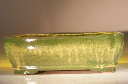 unknown Green Drip Ceramic Bonsai Pot - Rectangle<br><i>10 x 8 x 3 Tall</i>