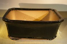 unknown Black Ceramic Bonsai Pot - Rectangle<br>Professional Series<br>12.5 x 10.5 x 4.5