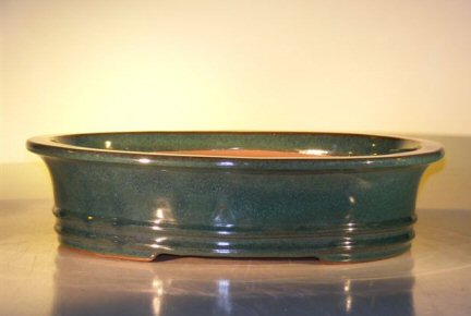 unknown Green Ceramic Bonsai Pot - Oval<br><i>17.5 x 13.5 x 4.5</i>