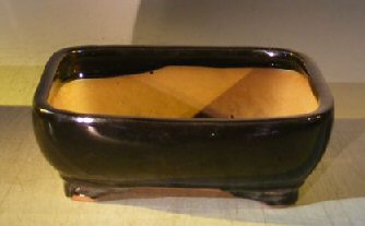 unknown Black Ceramic Bonsai Pot - Rectangle<br><i>8.5 x 7.0 x 3.0 OD<br>8 x 6 x 3 ID</i>
