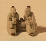 unknown Two Men Sitting Ceramic Figurine