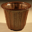 Round Brown Fluted Ceramic Pot - 5.5"x4.5"