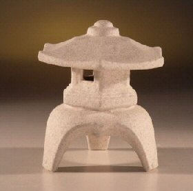unknown Japanese Yukimi Ceramic Pagoda Lantern<br><i></i>6 x 6 x 6.5 tall