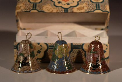 unknown Hand Painted Cloisonne Bells  -  Set of 3