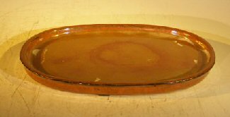 unknown Aztec Orange Ceramic Humidity/Drip Bonsai Tray - Oval<br><i>9.25 x 7.0 x 1.0 OD / 9.0 x 6.5 x 0.5 ID</i>