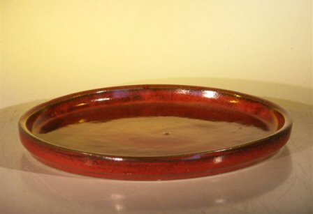 unknown Parisian Red Ceramic Humidity/Drip Bonsai Tray - Round<br><i>8 x 1 OD / 7.5 x 1.0 ID</i>