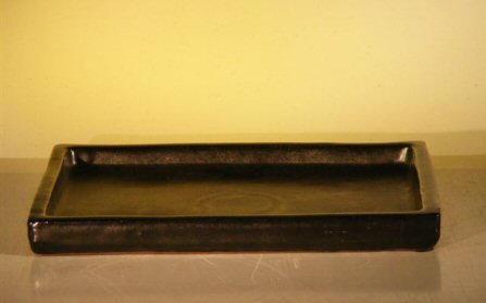 unknown Black Ceramic Humidity/Drip Bonsai Tray - Rectangle<br><i>8.5 x 6.0 x 1.0 OD<br>7.5 x 5.0 x 1.0 ID</i>