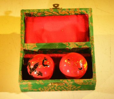 unknown Cloisonne Exercise Balls<br>One Dragon and One Chicken Design