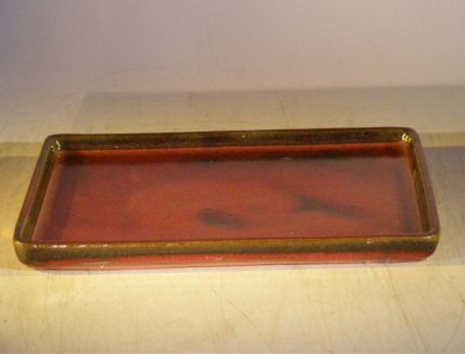 unknown Parisian Red Ceramic Humidity/Drip Bonsai Tray - Rectangle<br><i>8.0 x 6.5 x 1.0 OD<br>7.5 x 5.5 x 0.5 ID</i>