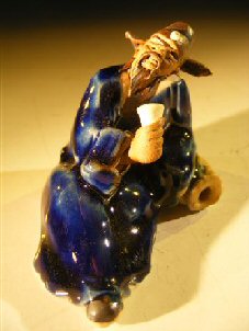 unknown Ceramic Miniature Figurine Man Holding Drinking Cup