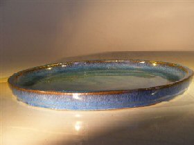 unknown Blue Ceramic Humidity/Drip Bonsai Tray - Round <br><i> 12.0 x 1.5 OD / 11.0 X 1.0 ID</i>