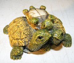 unknown Miniature Turtle Figurine<br><i></i> Three Turtles - With Baby Turtle on Back