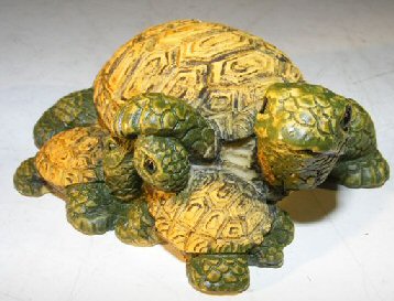 unknown Miniature Turtle Figurine<br><i></i>Three Turtles - Two Turtles Crawling Underneath