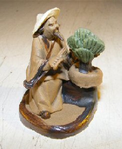 unknown Man Trimming Bonsai Tree<br>Ceramic Mud Figurine