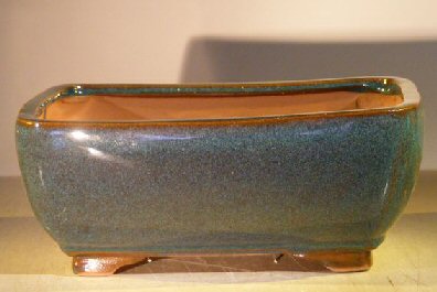 unknown Blue/Green Ceramic Bonsai Pot - Rectangle<br>Professional Series<br><i>10 x 8 x 4</i>