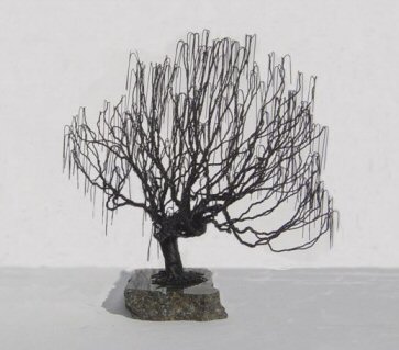 unknown Wire Bonsai Tree Sculpture - Weeping Willow Style