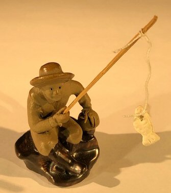 Miniature Ceramic Figurine - Mudman Fisherman2