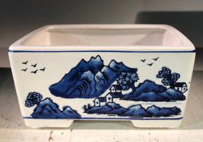L'Objet Zen Bonsai Modern Classic Blue Porcelain Gold Detail Small Dish